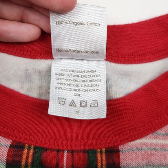 Hanna Andersson Red Plaid Holiday Long John Pajama Shirt 120 cm US 6-7 - Picture 5 of 6